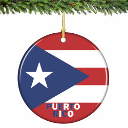 Puerto Rico Flag Ornament Porcelain