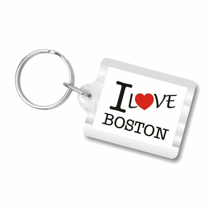 I Love Boston Plastic Key Chain