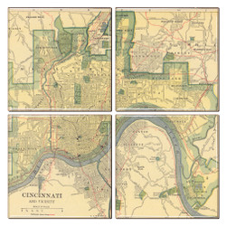 Cincinnati Map Coaster Set of 4