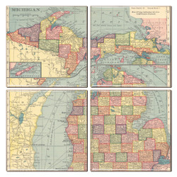Michigan Map Coaster Set of 4