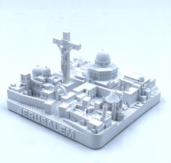Jerusalem Skyline 3D Model Landmark Replica Square Matte White 4 1/2 Inches