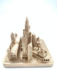 Kuala Lumpur City Skyline 3D Model Landmark Replica Square Rose Gold 4 1/2 Inches