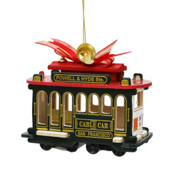 Wooden San Francisco Trolley Christmas Ornament