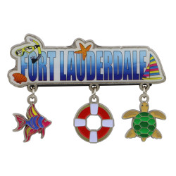 Metal Fort Lauderdale Magnet 3 Charms