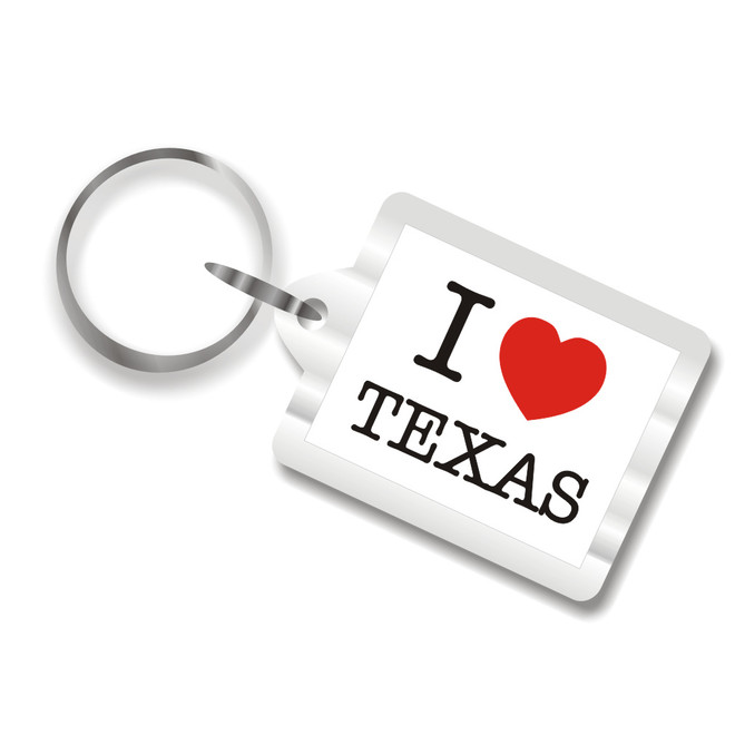 I Love Texas Plastic Key Chain