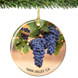 Napa Valley California Christmas Ornament Porcelain Double Sided