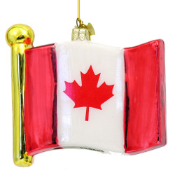 Glass Canadian Flag Christmas Ornament