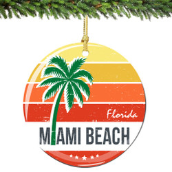 Miami Beach Florida Christmas Ornament Porcelain Double Sided