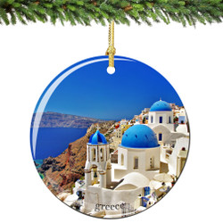 Santorini, Greece Porcelain Christmas Ornament