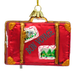 Glass Travel Suitcase Christmas Ornament
