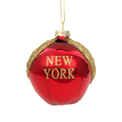 Glass NY Apple New York City Christmas Ornament