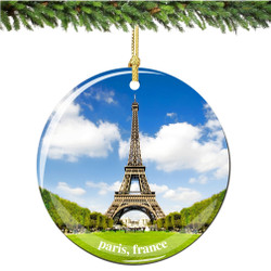 French Porcelain Paris Eiffel Tower Christmas Ornament