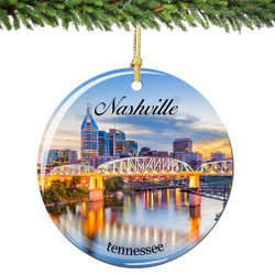 Nashville Christmas Ornament Porcelain Double Sided