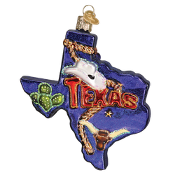 State Of Texas Landmarks Glass Ornament
