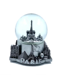 Silver Paris Snow Globe Musical