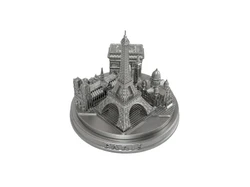 Paris City Skyline 3D Model Landmark Replica Round Silver 5 ½ Inches