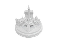 Paris City Matte White Skyline 3D Model Landmark Round Replica 5 1/2 inches