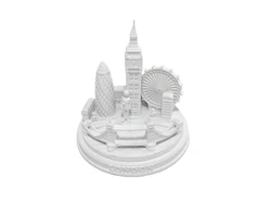 London City Skyline 3D Model Round Matte White 5 1/2 Inches