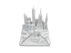 New York City Skyline 3D Model Landmark Replica Square Matte White 4 1/2 Inches