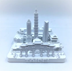 Tai Pei City Skyline 3D Model Matte White 4.5 Inches