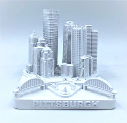 Pittsburgh City Skyline 3D Model Matte White 4.5 Inches