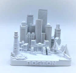 Boston City Skyline 3D Model Matte White 4.5 Inches
