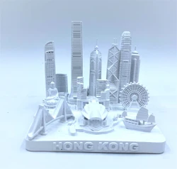 Hong Kong City Skyline 3D Model Matte White 4.5 Inches