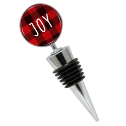 Joy Red Plaid Wine Bottle Stopper