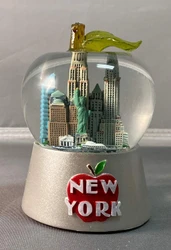 NYC Silver Apple Snow Globe [3.5 In]
