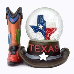 Texas Boot Snow Globe, Cowboy Hat [4 IN]