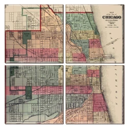 Chicago Antique Map Coaster Set of 4