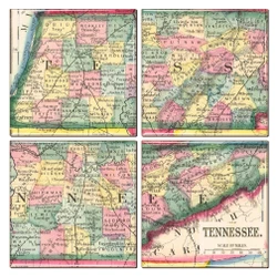 Tennessee Map Coaster Set of 4