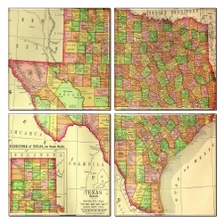 Texas Map Coaster Set of 4