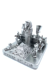 Cairo Egypt Skyline 3D Model Landmark Replica Square Pewter Silver 4 1/2 Inches