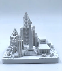 Jakarta City Skyline 3D Model Landmark Replica Square Matte White 4 1/2 Inches