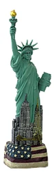 USA Flag base and Manhattan Skyline Statue of Liberty Replica Statues.