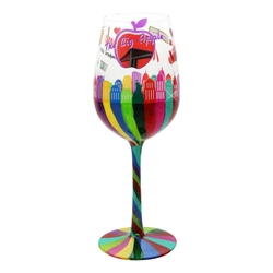 Hand painted New York City Skyline Wine Glass