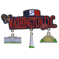 Metal Washington DC Magnet 3 Charms