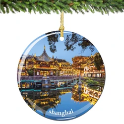Shanghai Christmas Ornament Porcelain Double Sided