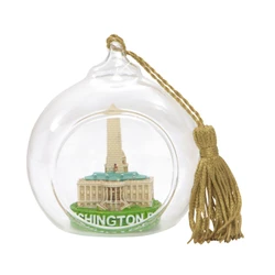 Washington DC Christmas Ornament Glass Ball with White House, US Capitol and Washington Monument