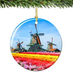 Holland Christmas Ornament Porcelain Double Sided