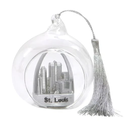 St. Louis Christmas Ornament Glass Ball with Gateway Arch and Skyline