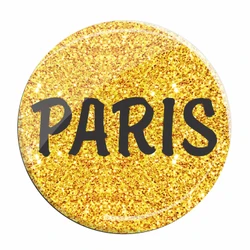 Gold Glitter Paris Lapel Pin