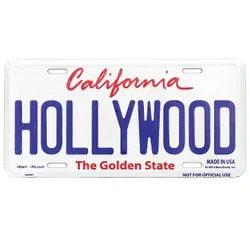 Embossed Tin Hollywood license plate