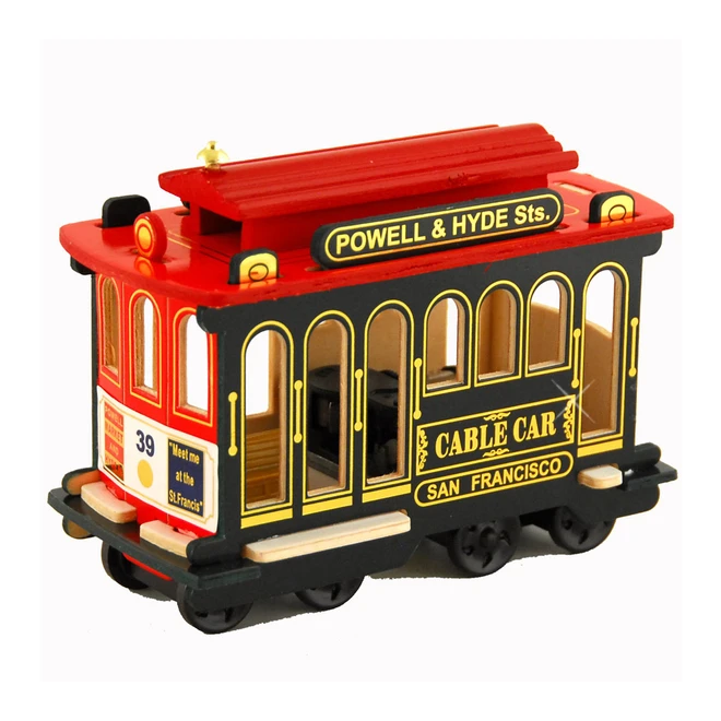 Musical San Francisco Cable Car Replica, wooden trolley
